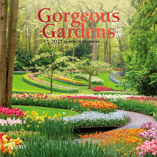 Plato; Gorgeous Gardens | 2027 7 x 14 Inch (Hanging) Monthly Mini Wall Calendar | Foil Stamped Cover; Category:Wall Calendars; Image:1